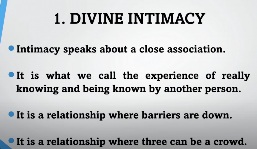 Divine Intimacy: Sermon By Pastor Bayo Adeyokunnu Divine Intimacy: Sermon By Pastor Bayo Adeyokunnu
